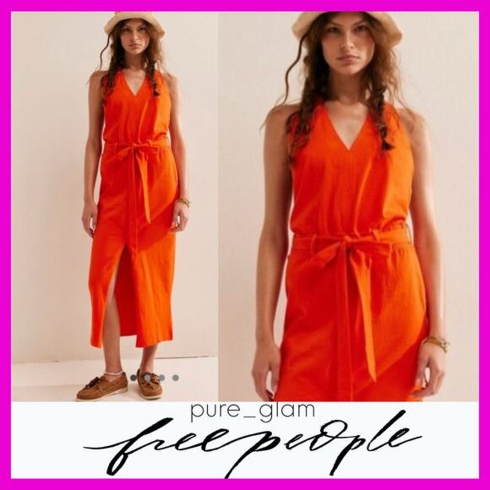 Free People dress halter midi belted